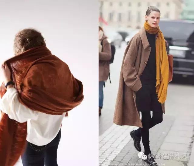 丝巾围巾搭配秋冬,丝巾围巾时髦搭配系法