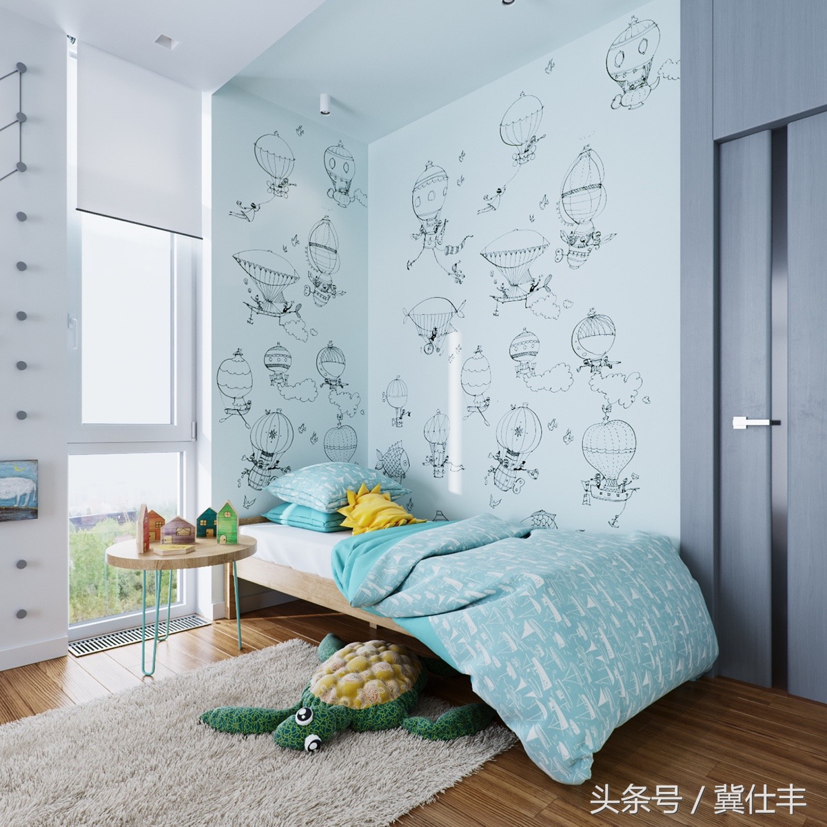 刀把型89㎡两居，老外设计师操刀，瓷砖很出彩，儿童房很温馨