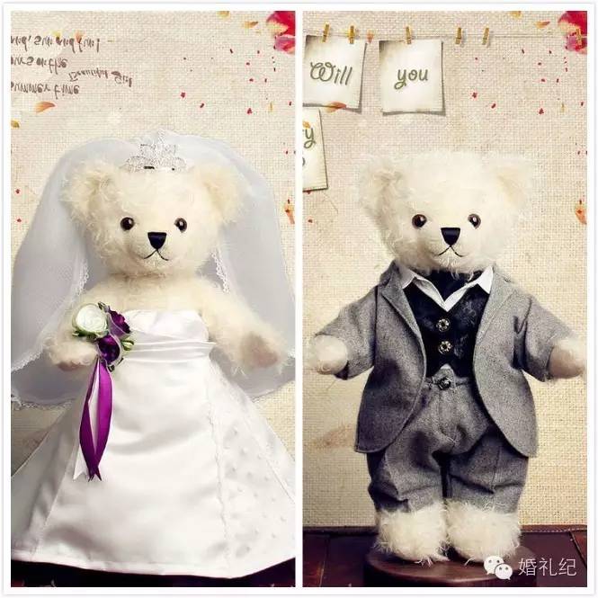 压床结婚娃娃,泰迪熊压床娃娃批发