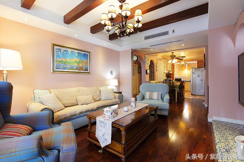 紫藤装饰_美式客厅装修效果图