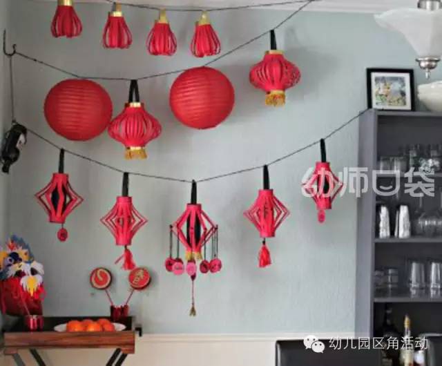 灯笼装饰幼儿园简单漂亮,幼儿园新年手工吊饰环创走廊灯笼
