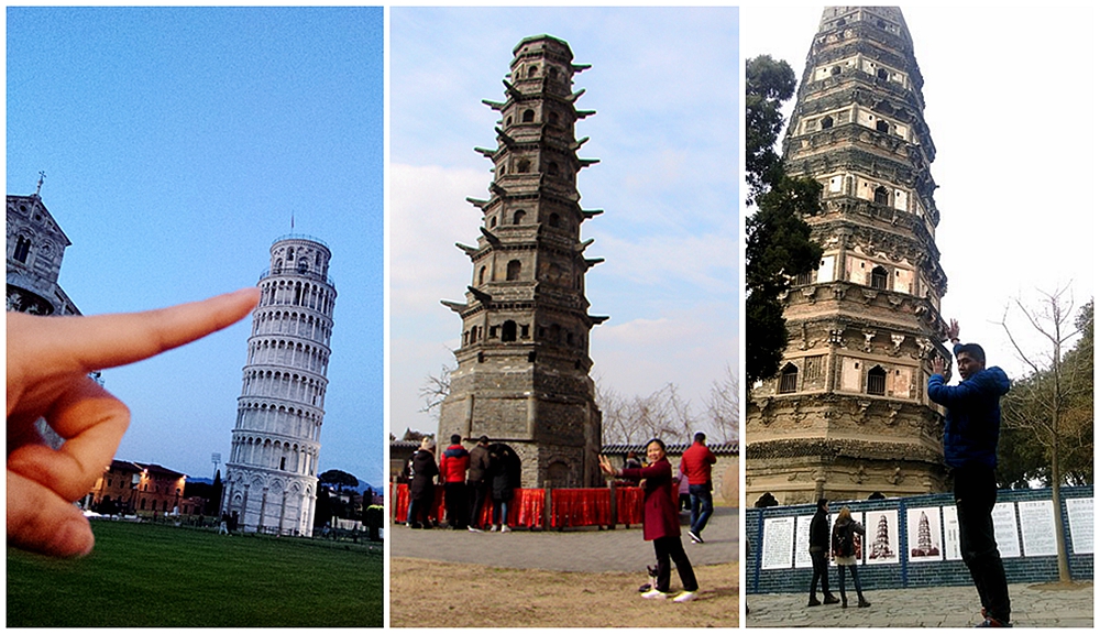 虎丘千年斜塔全景图,打卡世界第二大斜塔虎丘塔