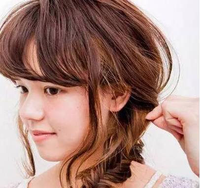 鱼尾辫教程短发全头,鱼尾辫发圈