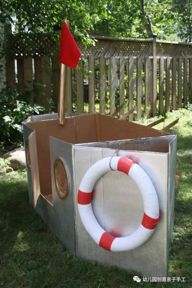 彩泥儿童简单手工轮船,幼儿园纸皮海盗船手工