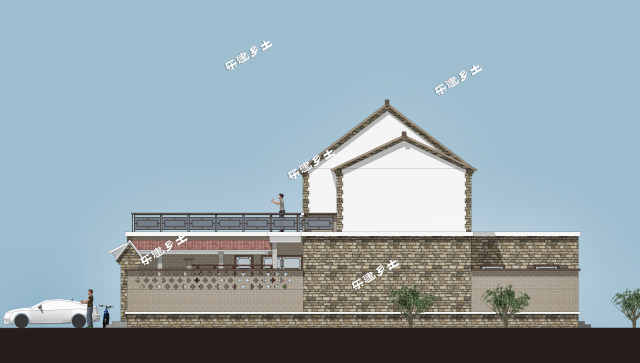 17x21米二层传统前、后合院式布局新民居设计全套图纸