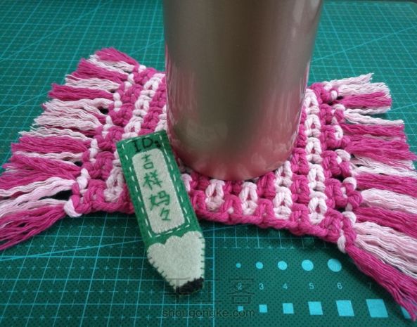 最简单的绳结杯垫,绳结杯垫