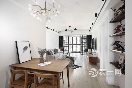 设计费5000元苏州景山*瑰园玫**87㎡北欧风格三居设计案例实景图，厨房门的设计比较有个性！