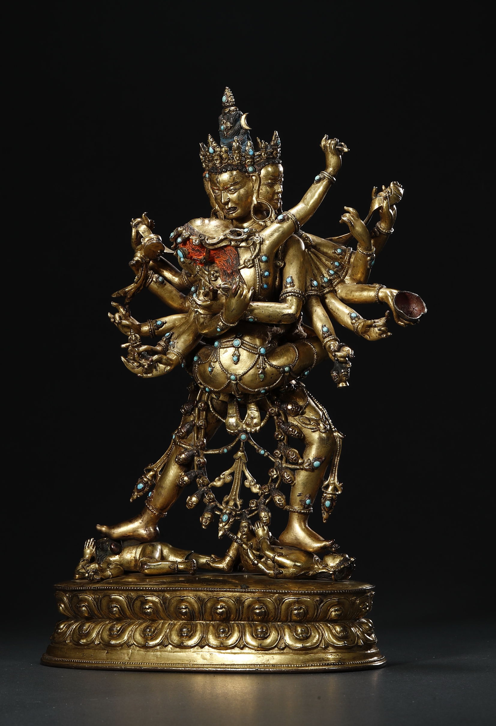 鎏金铜镶宝石佛像图片,铜鎏金胜乐金刚像