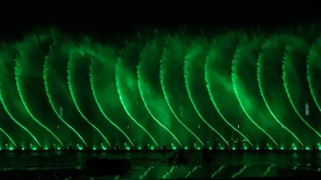 大连东港音乐喷泉图片高清,大雁塔音乐喷泉水舞光影