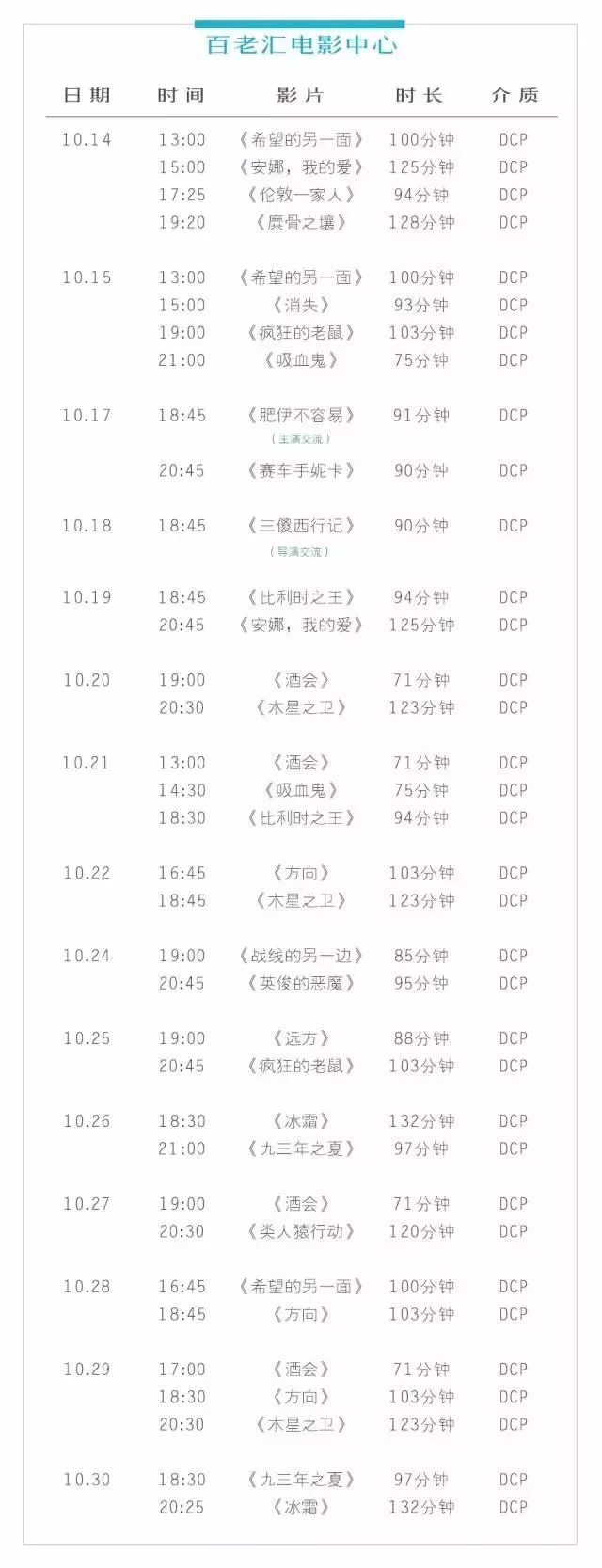 放映｜艺术电影放映信息,10.11-10.15：最不该错过的王牌特工2和欧盟影展来了！