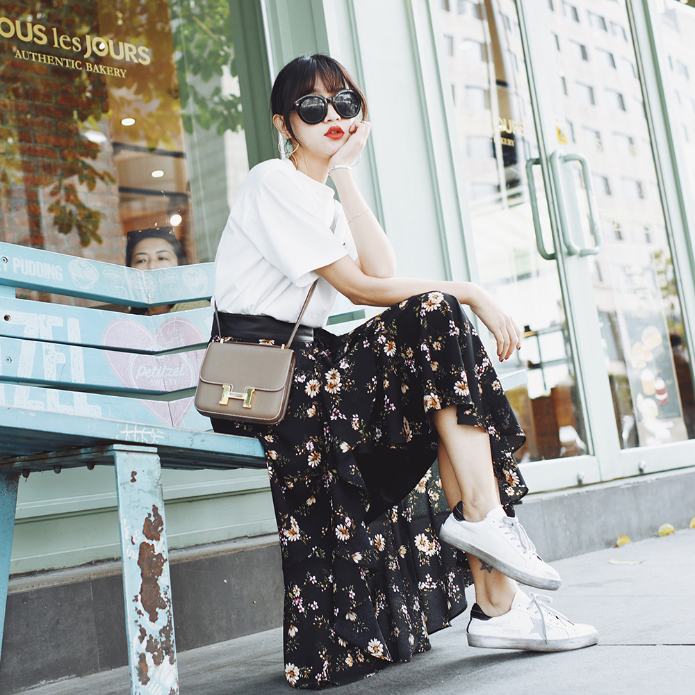 高腰西装荷叶边中长款半身裙大码,高腰金属别针包臀荷叶边半身裙