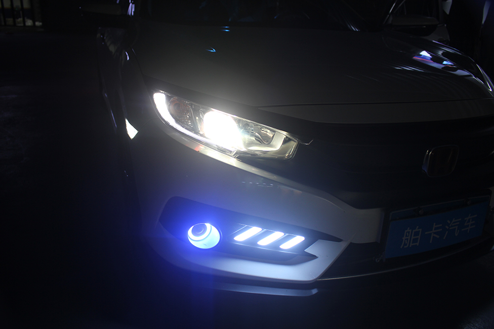 9.5代思域顶配改灯全过程,玩思域改装