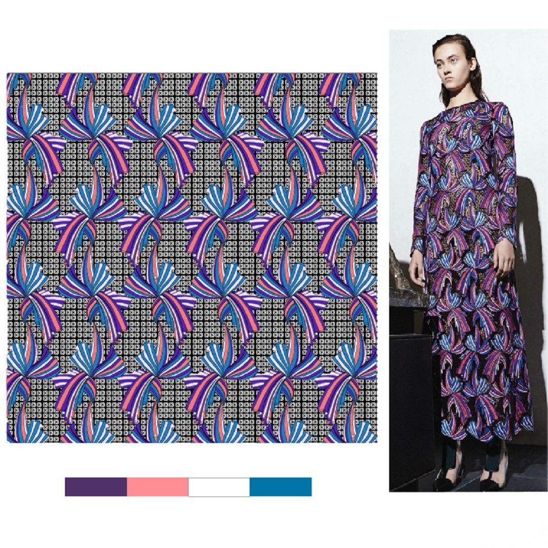 秀场系列服装配色效果图,彩色印花时尚秀图片高清