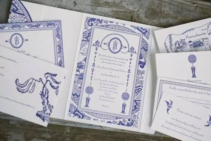 复古婚礼请柬心形,超有设计感的婚礼请柬模板