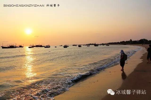 醉享三亚波波利海岸夕阳下的渔光曲