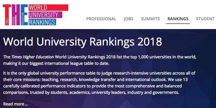 NUS蝉联亚洲第一！NTU又获新高！泰晤士2018全球大学排名新鲜出炉
