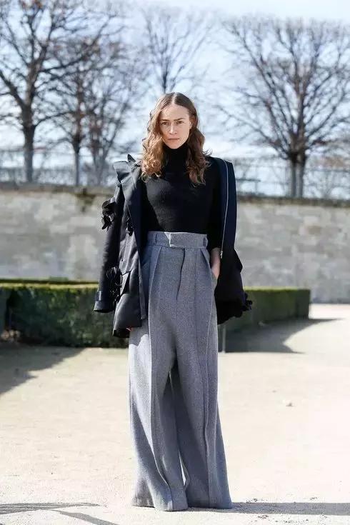 阔腿裤女款九分秋冬,九分灰色西装秋冬阔腿裤