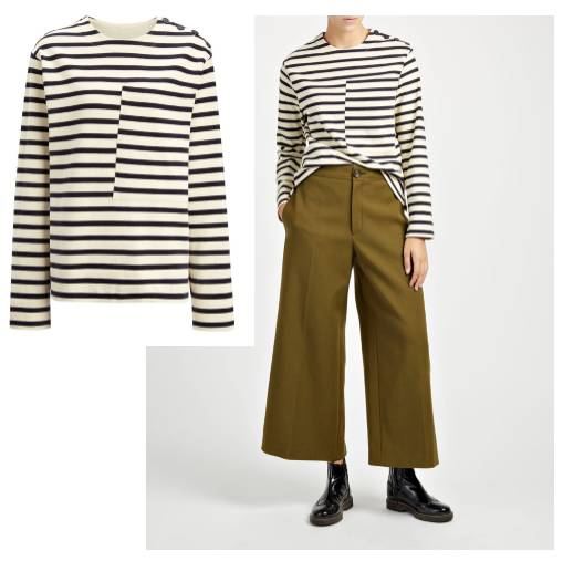 驼色条纹毛衫搭配,条纹长袖毛衣怎么穿