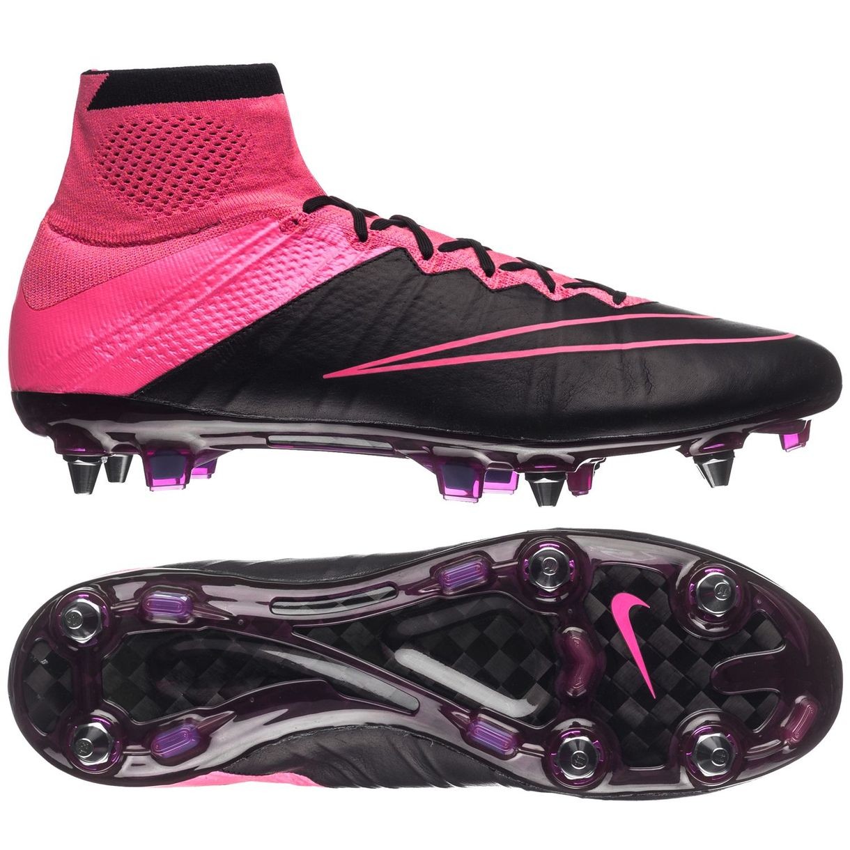 粉色足球鞋高帮全部都是粉红的,好看且实战好的足球鞋