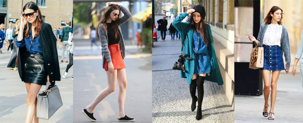 针织开衫搭配连衣裙的叠穿方法,短款浅驼色针织开衫冬季叠穿