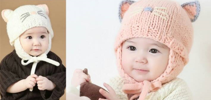 超级超级萌的宝宝帽,洋气超萌的女宝宝帽