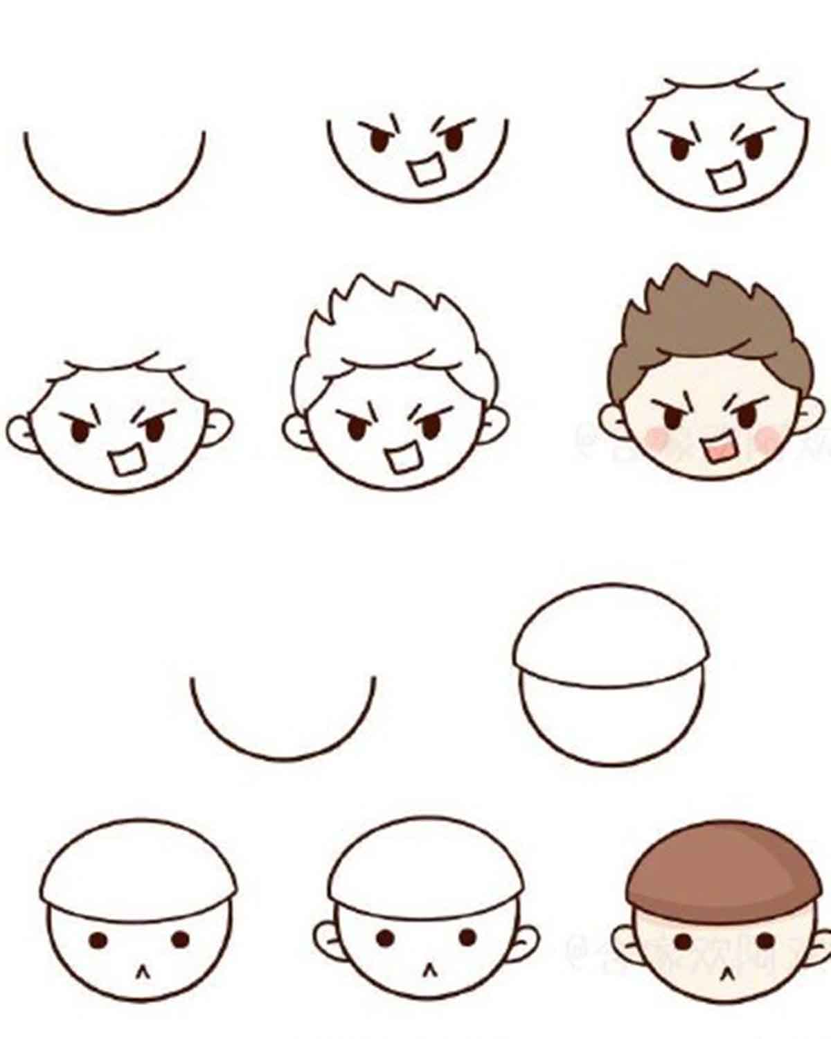 超全人物头像简笔画~一步一步教男孩女孩全都有，抽藏起来教孩子