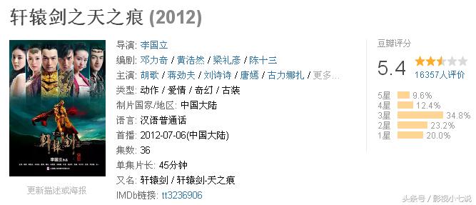 胡歌五部豆瓣评分最高的电视剧,盘点胡歌影视剧最新评分