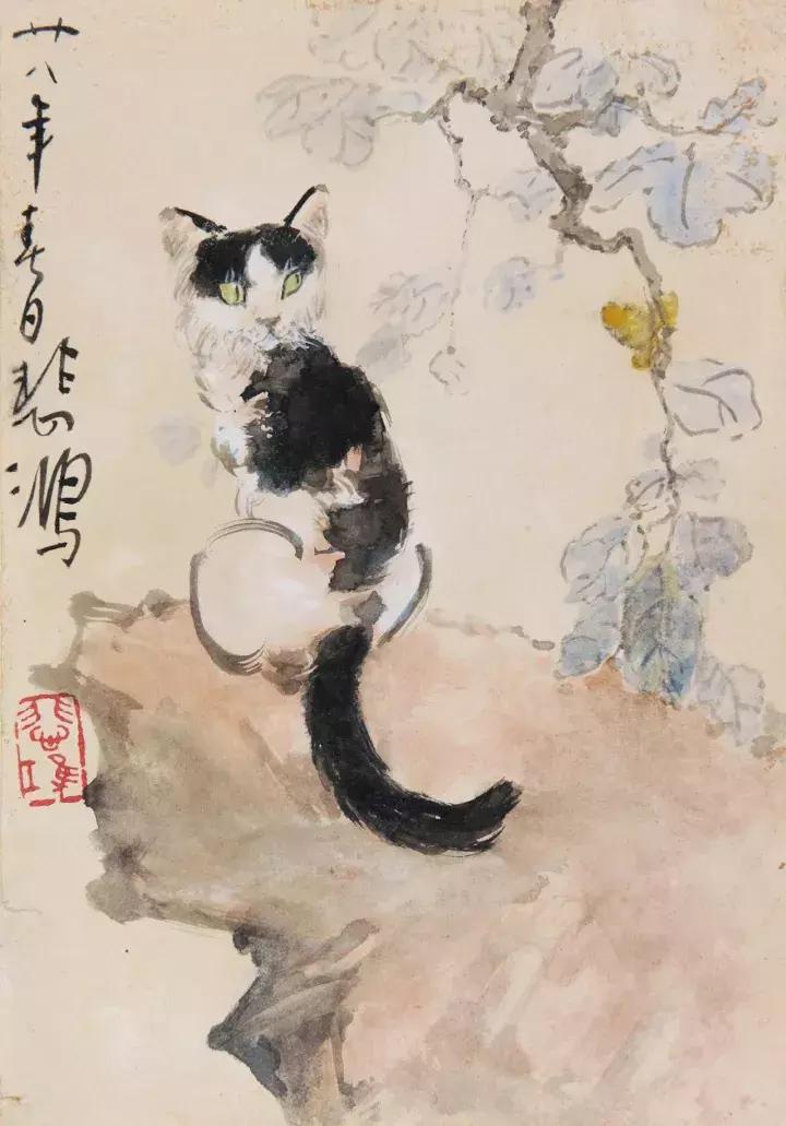 徐悲鸿画猫作品欣赏,徐悲鸿画马谁画鸡