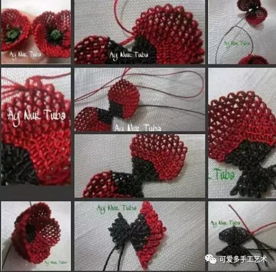 只是用针穿上了线不断绕圈打结，做出来的仿真花竟然比钩的还好看