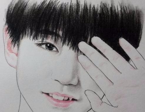 素描,彩铅!王俊凯的画像真的太美!