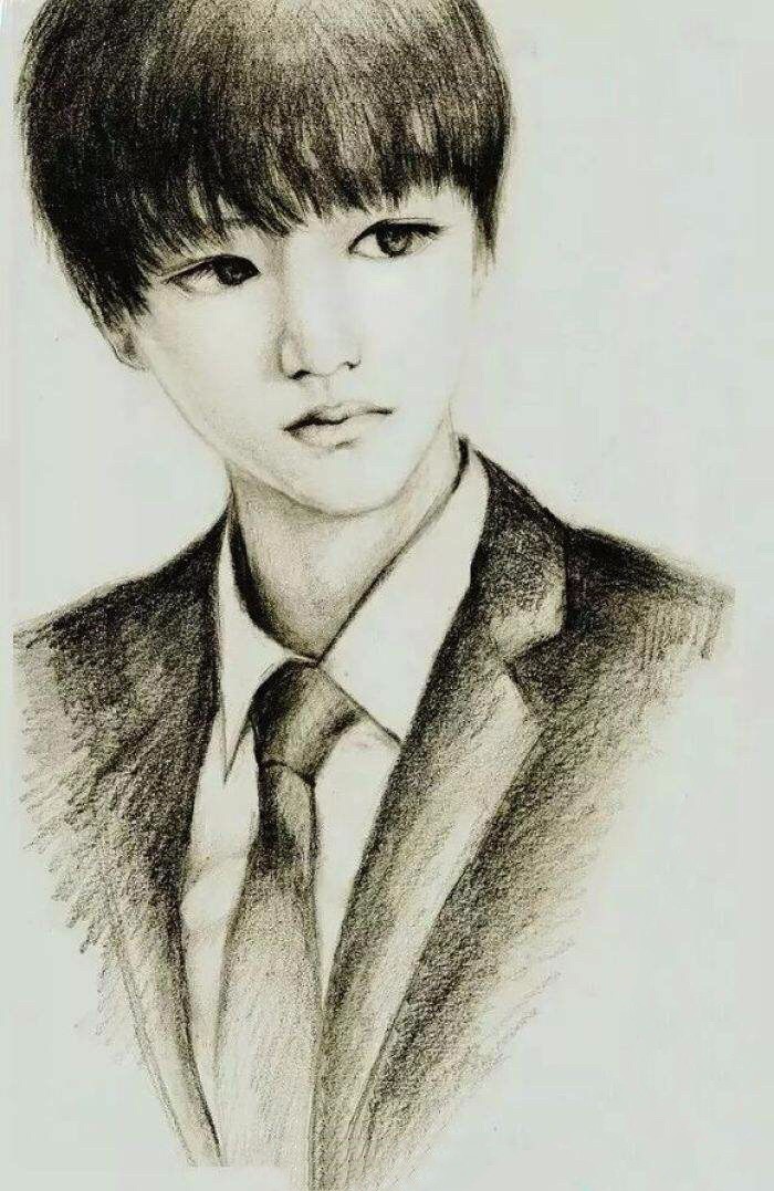 素描,彩铅!王俊凯的画像真的太美!