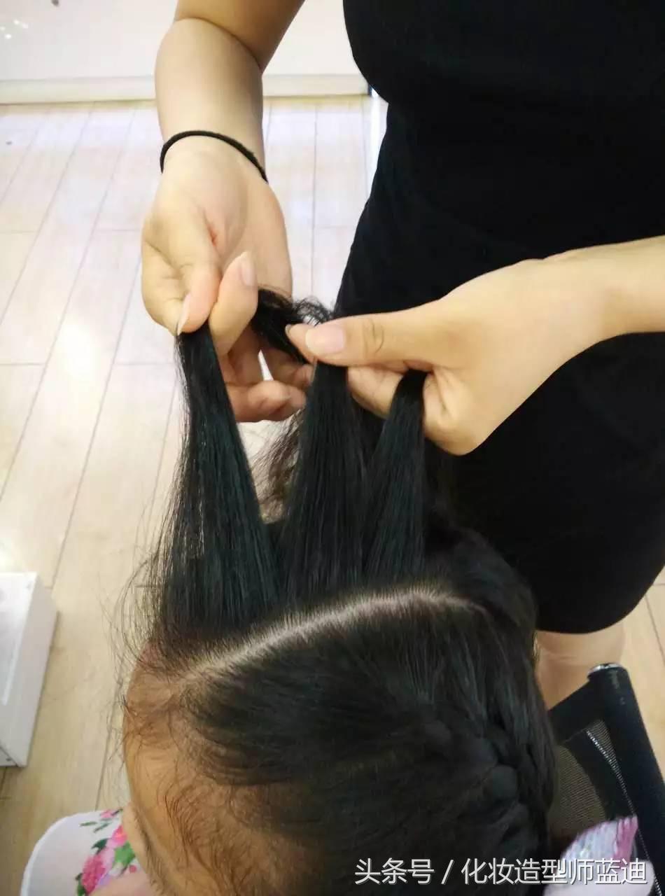 编发教程拉拉队,三股瀑布辫编发步骤图解