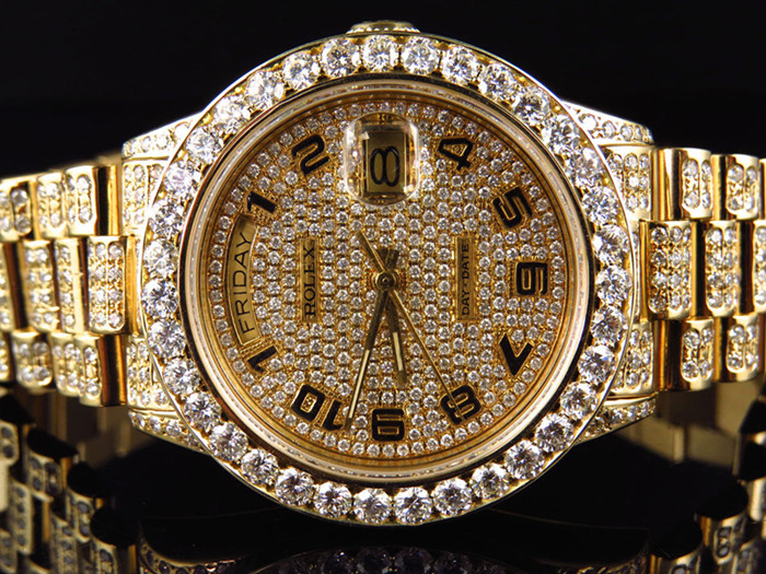 劳力士黄金钻石日志表拍卖,正品专柜劳力士镂空金表男款价格