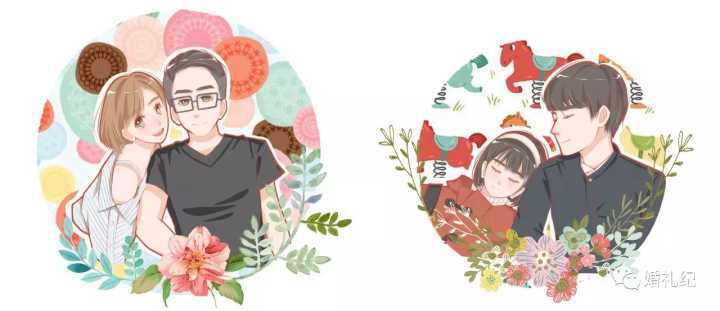 q版婚礼logo头像设计,插画头像手绘婚礼