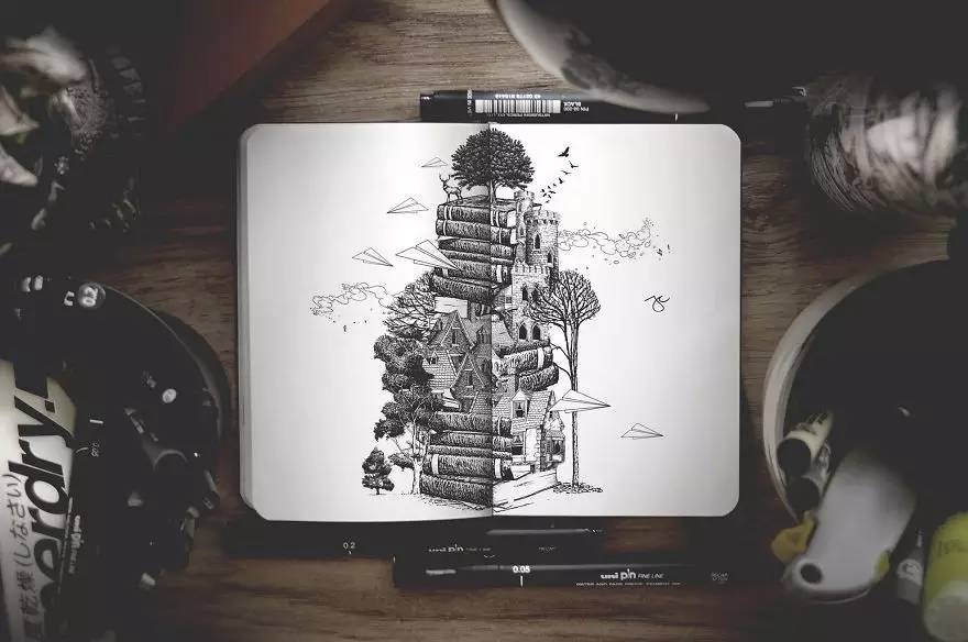 一支樱花针管笔就可以画出一幅惊世作品，厉害了我的哥