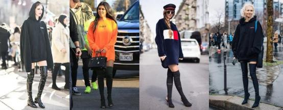 冬天适合粗腿穿的长筒靴,冬天穿光腿神器配过膝靴