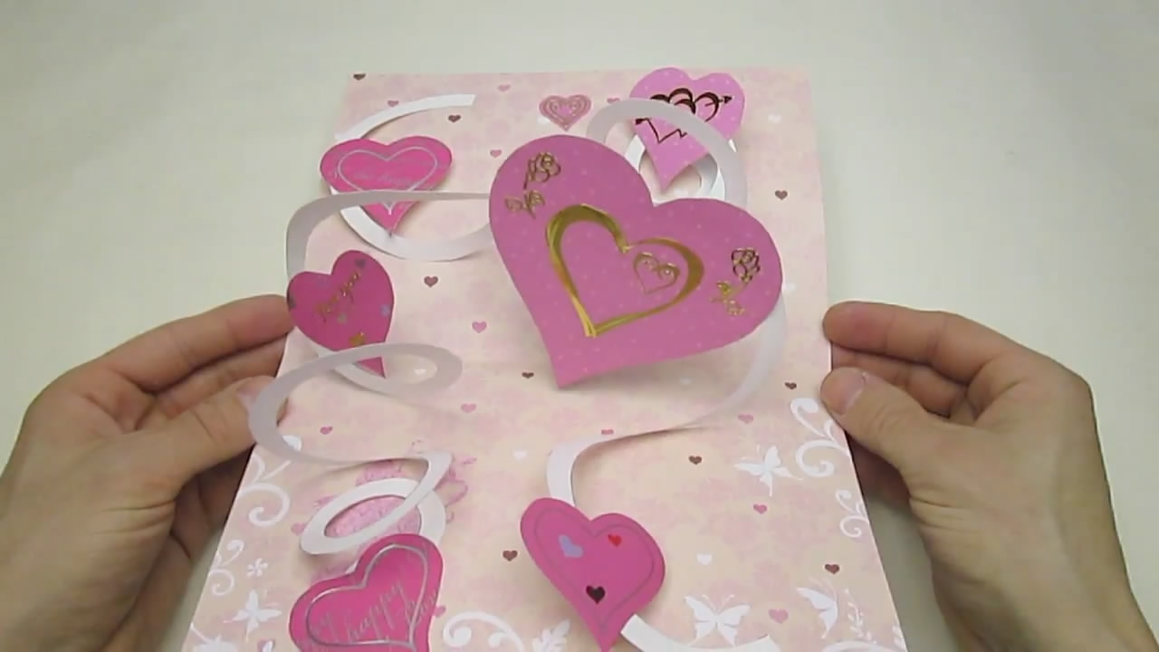 立体折心贺卡,手工制贺卡