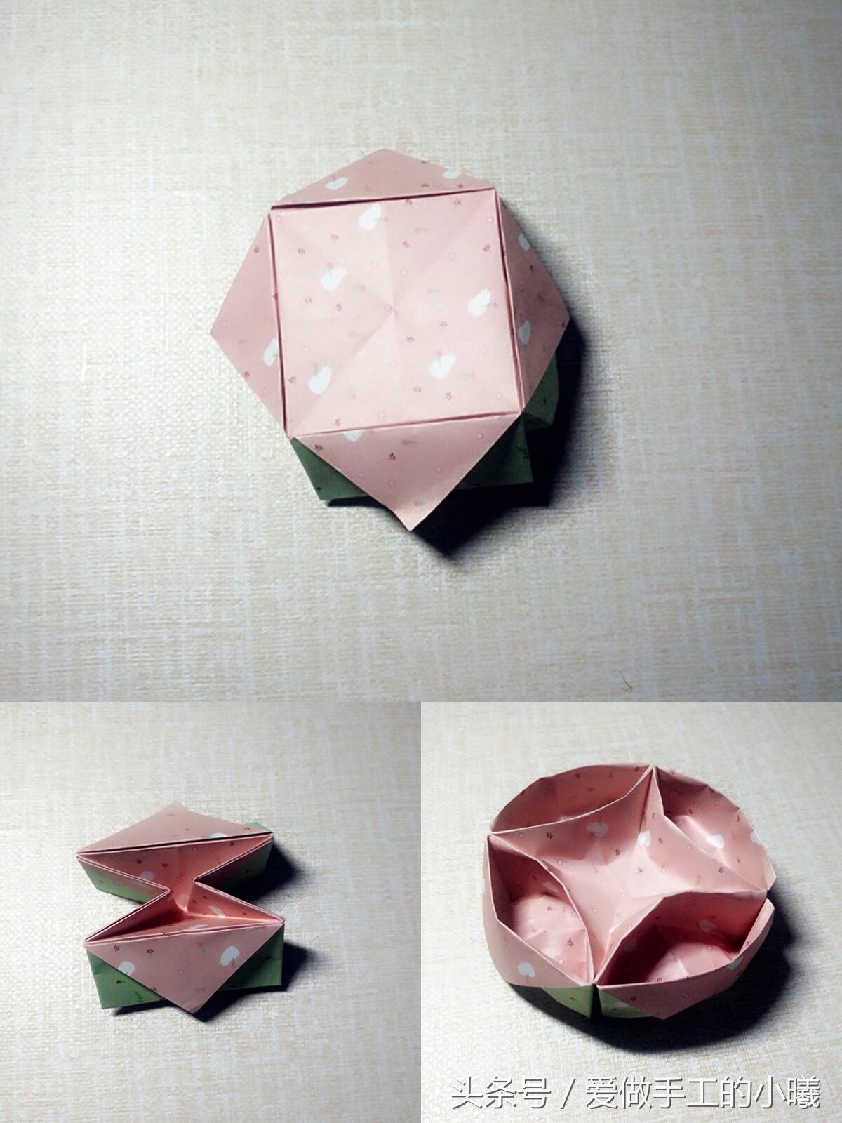 超简单超好看的简单小收纳盒,用纸做像猫脸的五格收纳盒