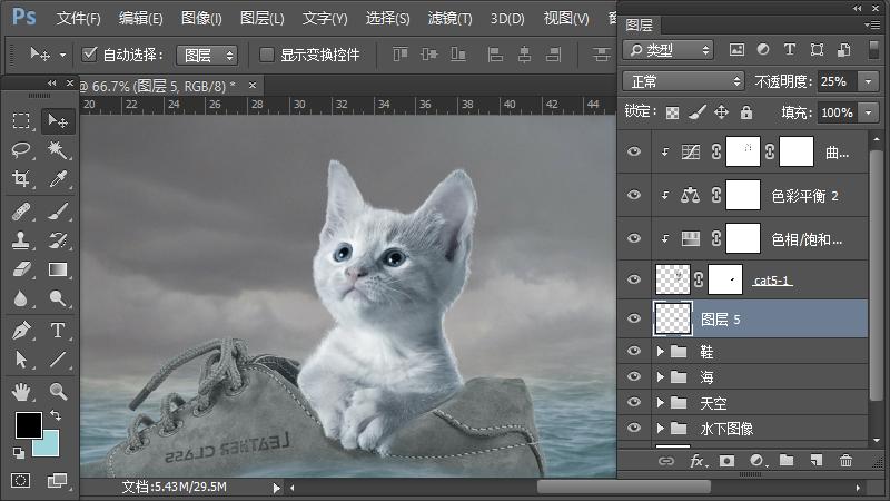 ps合成小孩猫咪海报,ps工具小猫插画怎么做