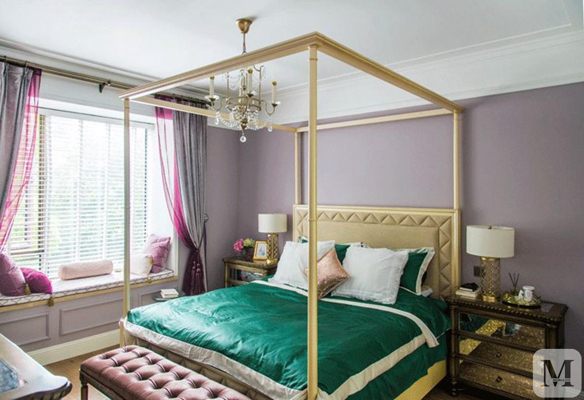 法式卧室黑色床搭配效果图,豪宅卧室上下铺