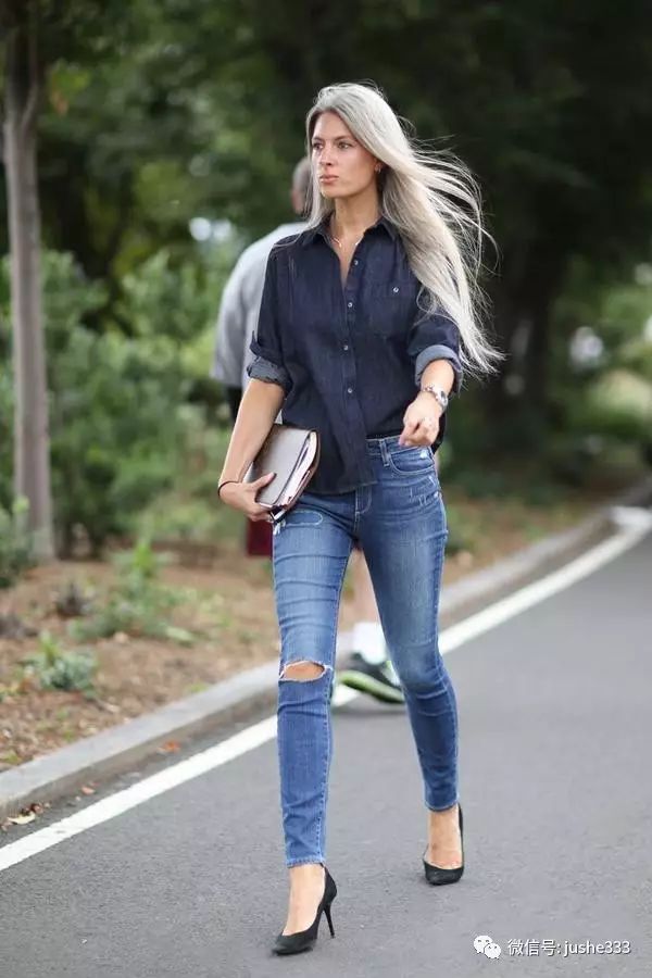 小个子牛仔衬衫的穿法,万能单品白衬衫的n种穿法