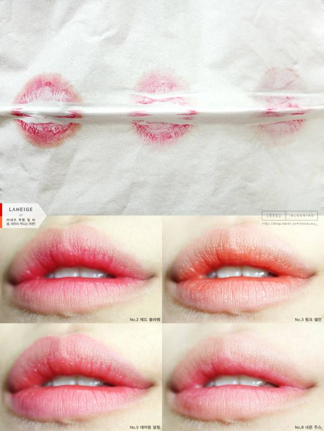 兰芝琉晶润彩唇膏试色,兰芝新款双色口红试色