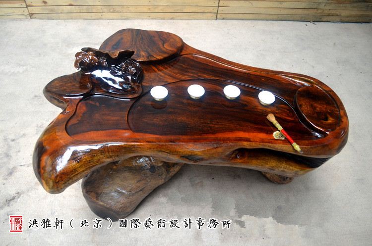 名匠实木小茶几鸡翅木,老榆木树根雕茶几