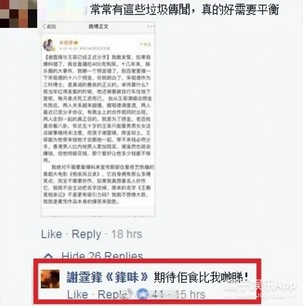 各路明星对谢霆锋王菲复合的评价,2014谢霆锋回应王菲世纪复合