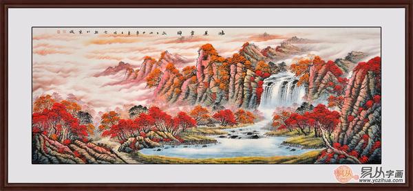 客厅南墙挂鸿运当头山水画行吗,进门北墙挂鸿运当头山水画好吗