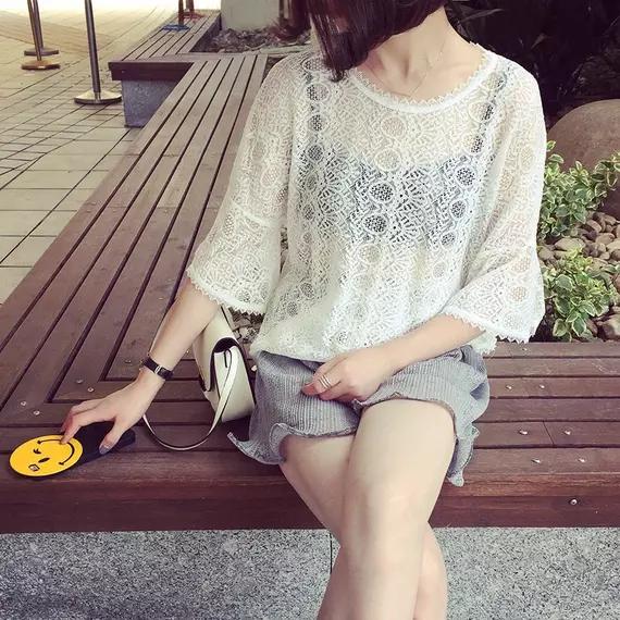 蕾丝小众高级感小衫夏,高品质蕾丝衫时尚百搭