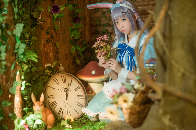 香风智乃cos假发造型过程,香风智乃cos正片户外