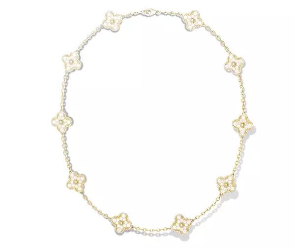 vca四叶草带钻项链系列,vca梵克雅宝四叶草项链