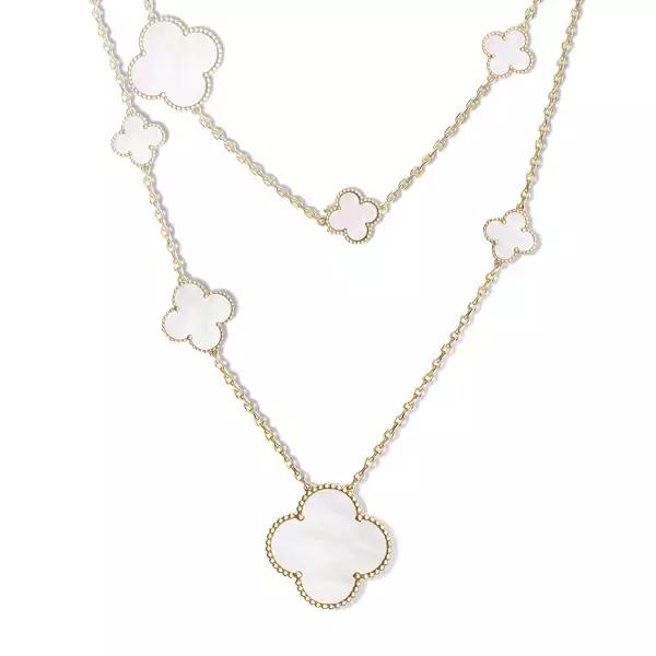 vca四叶草带钻项链系列,vca梵克雅宝四叶草项链