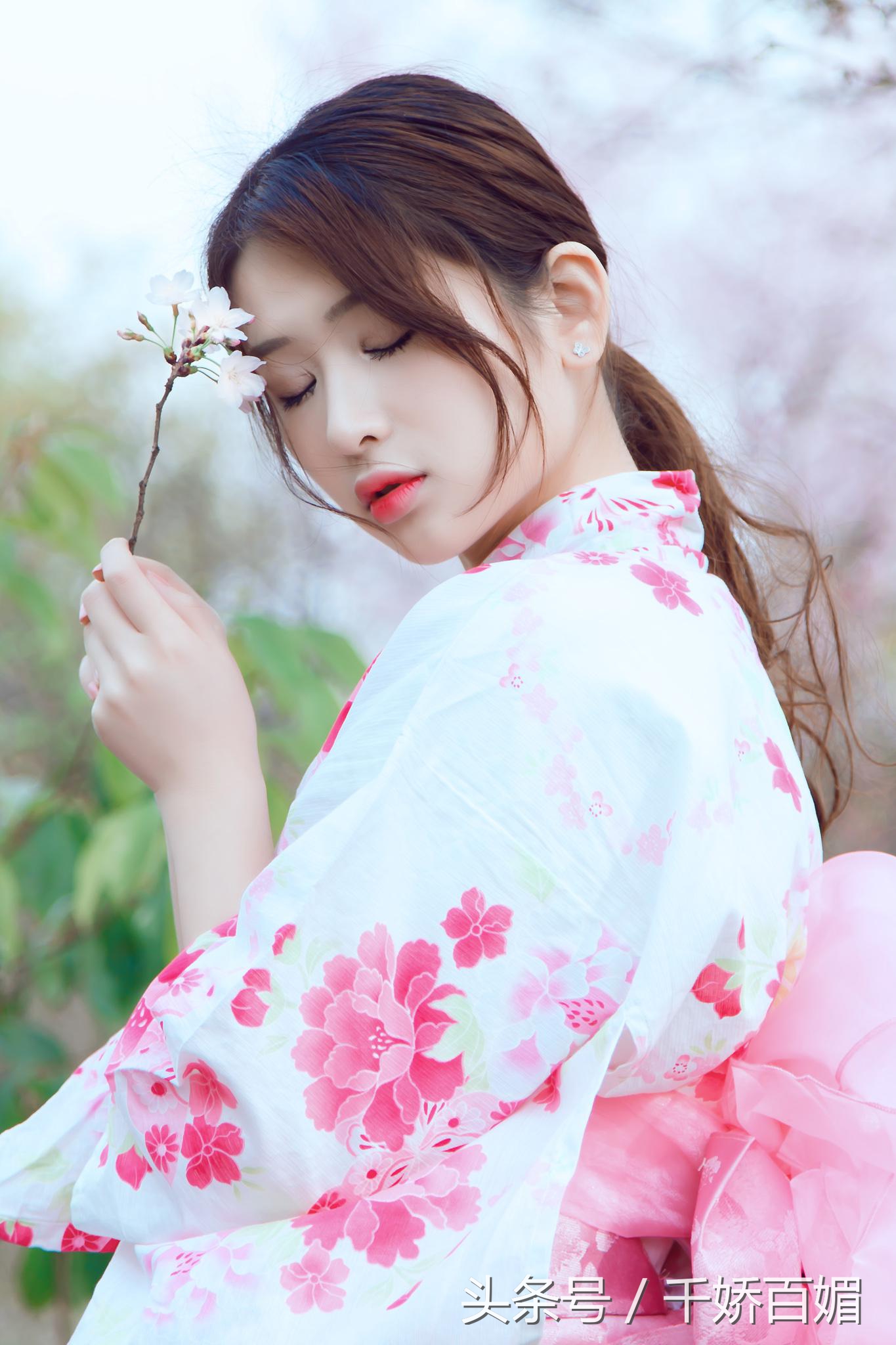 和服樱花日本,日本樱花美景和服